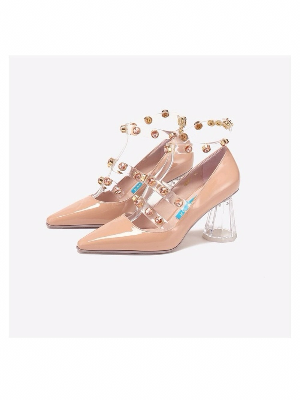 Vittorio Ventura Nude Studded T-Strap Pumps Size 37
